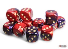 Gemini Purple-Red/gold 16mm d6 Dice Block (12 dice) - CHX26626